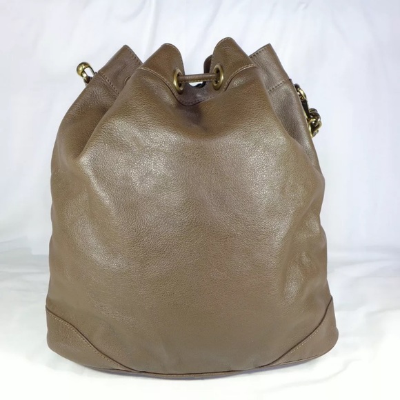 Authentic Burberry Large Leather Drawstring Bag - Picture 5 of 8